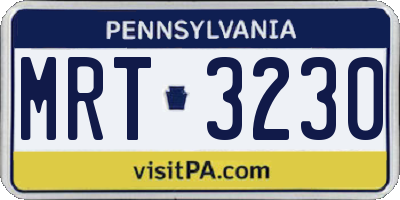 PA license plate MRT3230