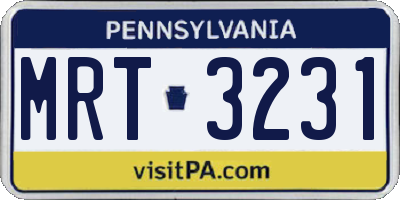 PA license plate MRT3231