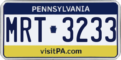 PA license plate MRT3233