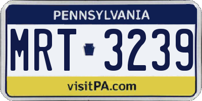 PA license plate MRT3239