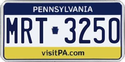 PA license plate MRT3250