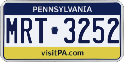 PA license plate MRT3252