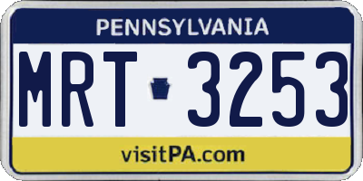 PA license plate MRT3253