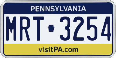 PA license plate MRT3254