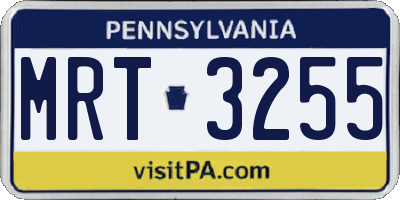 PA license plate MRT3255