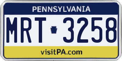 PA license plate MRT3258