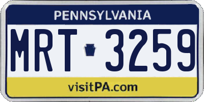 PA license plate MRT3259