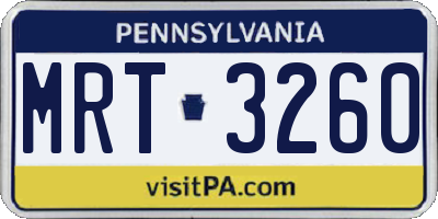 PA license plate MRT3260