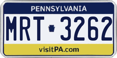 PA license plate MRT3262