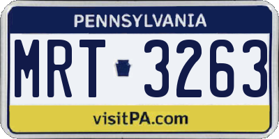 PA license plate MRT3263