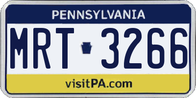 PA license plate MRT3266