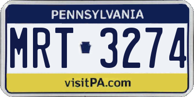 PA license plate MRT3274