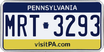 PA license plate MRT3293