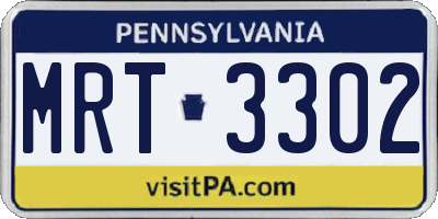 PA license plate MRT3302