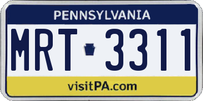 PA license plate MRT3311