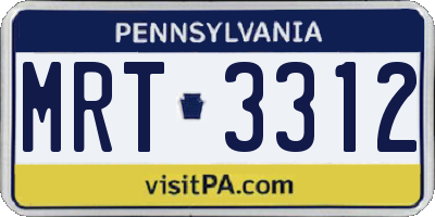 PA license plate MRT3312