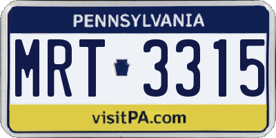 PA license plate MRT3315