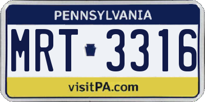 PA license plate MRT3316