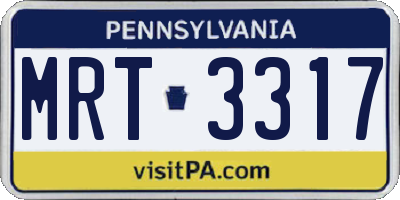 PA license plate MRT3317