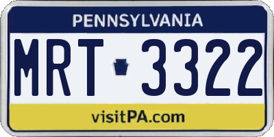 PA license plate MRT3322