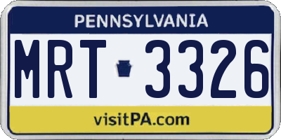 PA license plate MRT3326