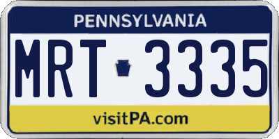 PA license plate MRT3335