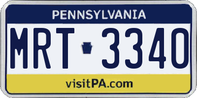 PA license plate MRT3340