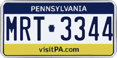 PA license plate MRT3344
