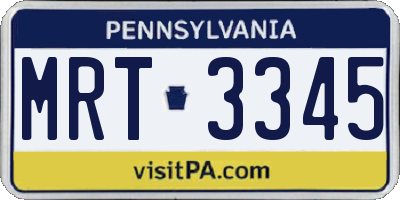 PA license plate MRT3345