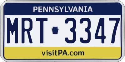 PA license plate MRT3347