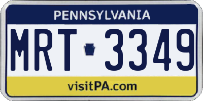PA license plate MRT3349