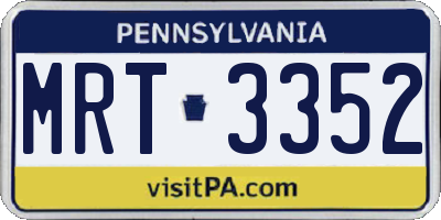 PA license plate MRT3352