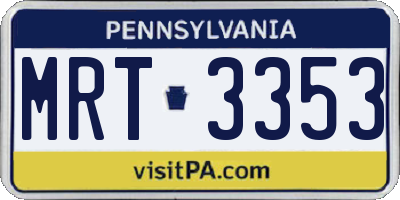 PA license plate MRT3353