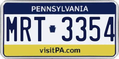 PA license plate MRT3354