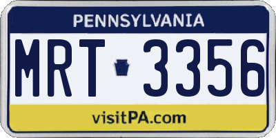 PA license plate MRT3356