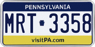 PA license plate MRT3358