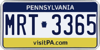 PA license plate MRT3365