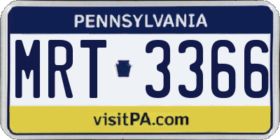 PA license plate MRT3366