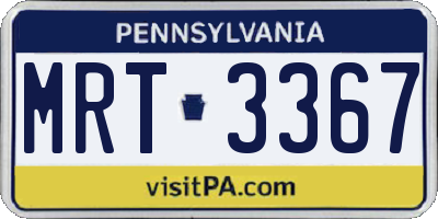 PA license plate MRT3367