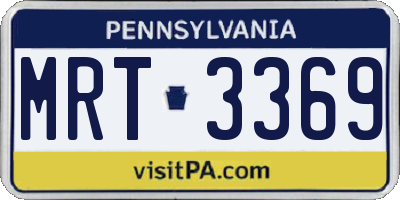 PA license plate MRT3369