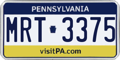 PA license plate MRT3375