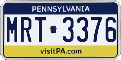 PA license plate MRT3376
