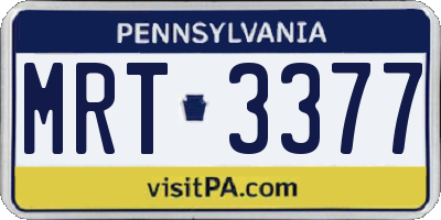 PA license plate MRT3377
