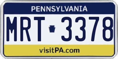 PA license plate MRT3378