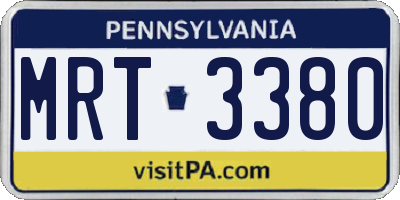 PA license plate MRT3380