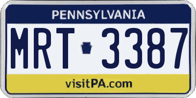 PA license plate MRT3387