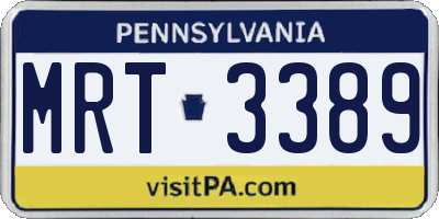 PA license plate MRT3389