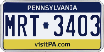 PA license plate MRT3403