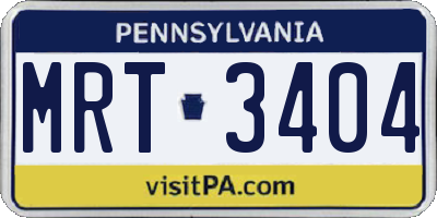 PA license plate MRT3404