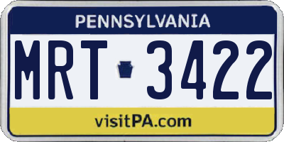 PA license plate MRT3422
